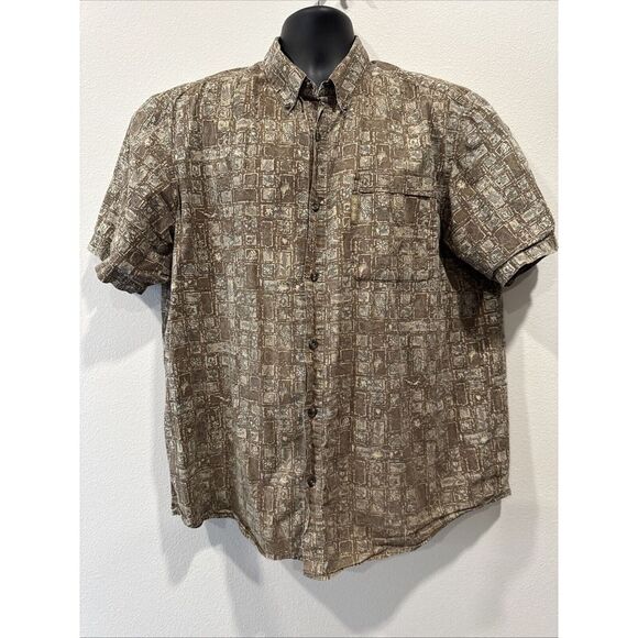 Columbia Other - Columbia Shirt Mens Large Brown  Fly Fishing Trout Fish Short Sleeve